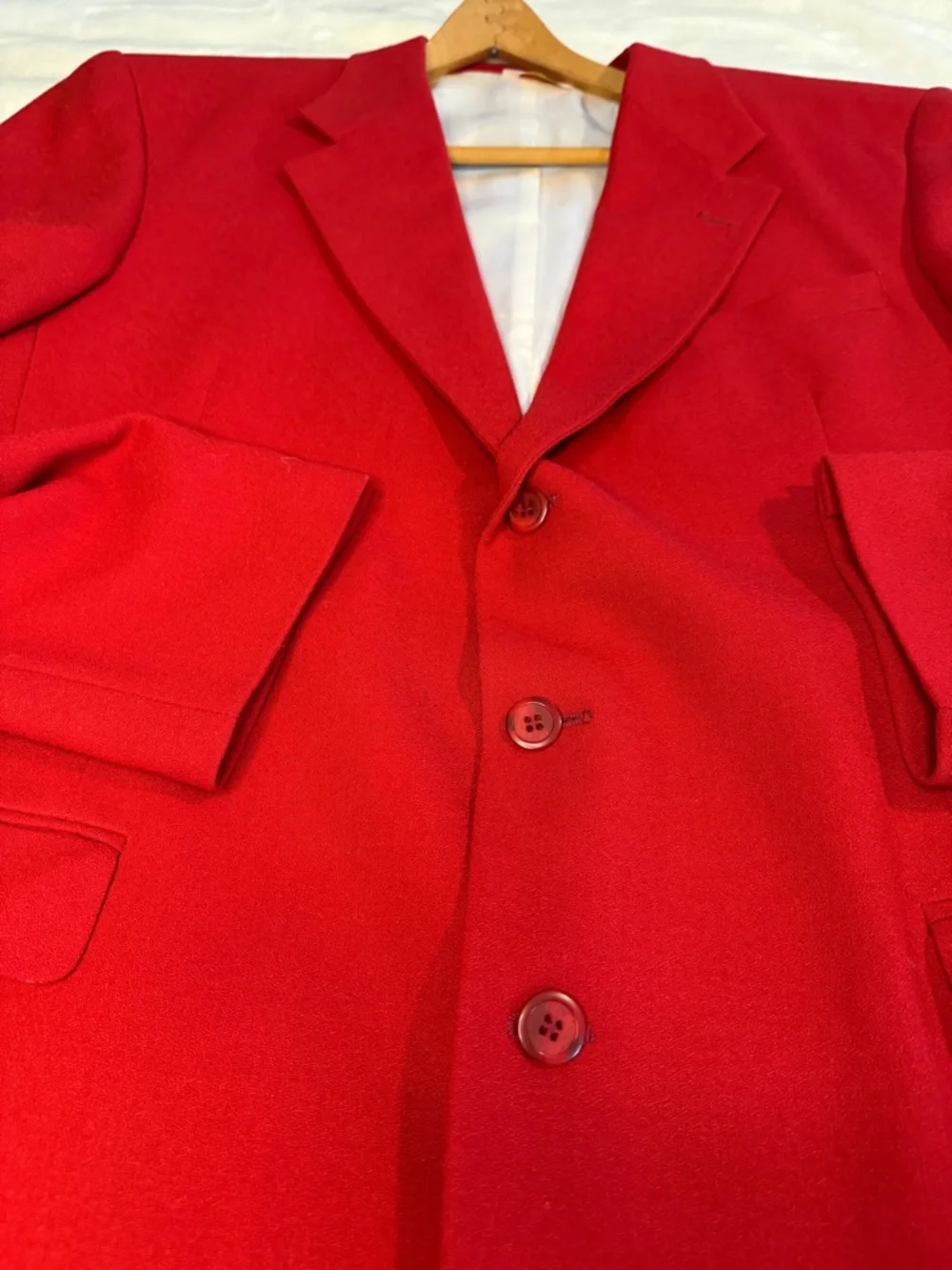 Vintage Europa Collection Diffusion Red 100% Wool Blazer / Suit Jacket 40/42